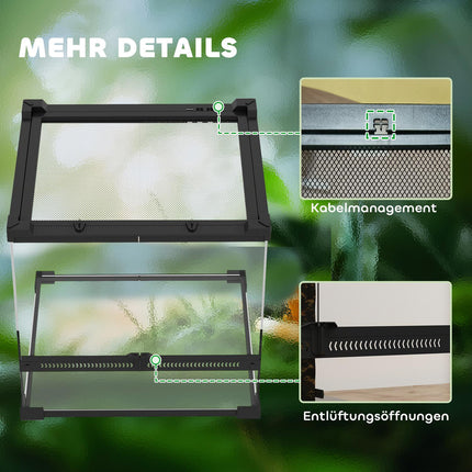 Glass Terrarium for Reptiles, Waterproof Base, Secure Lock