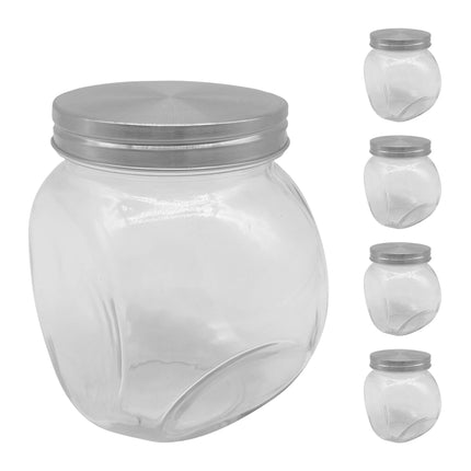 Set de borcane din sticlă pentru dulciuri, pachet de 5, 650 ml, depozitare ermetică