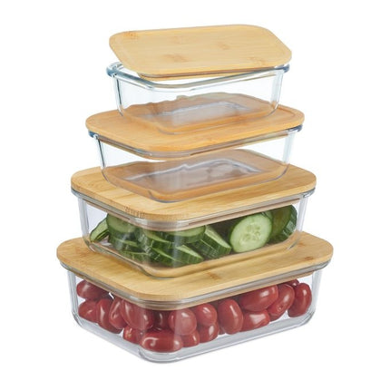 Borcan de sticlă cu capac set de 4