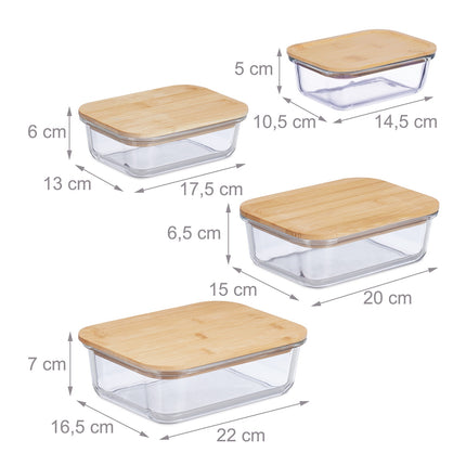 Borcan de sticlă cu capac set de 4