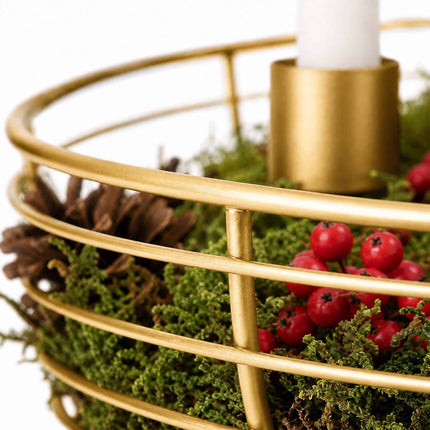 Coroană de Advent din sârmă metalică aurie – suport din oțel de 20,5 cm