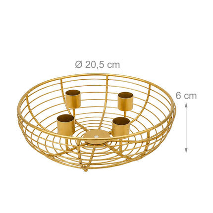 Coroană de Advent din sârmă metalică aurie – suport din oțel de 20,5 cm