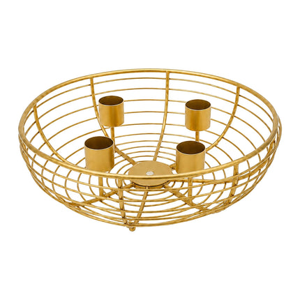 Coroană de Advent din sârmă metalică aurie – suport din oțel de 20,5 cm