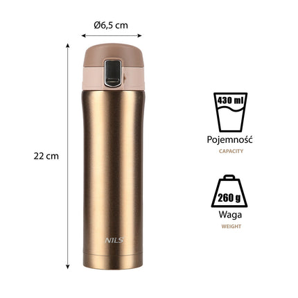 Cupă termică de aur – izolată, 10 oz