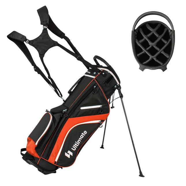 Geantă de golf cu 14 separatoare, 6 buzunare, husă de ploaie, roșie