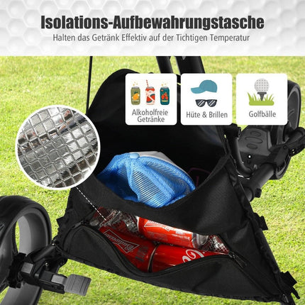 Cărucior de golf cu împingere, 3 roți, aluminiu pliabil, gri