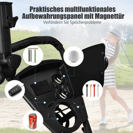Cărucior de golf cu împingere, 3 roți, aluminiu pliabil, gri
