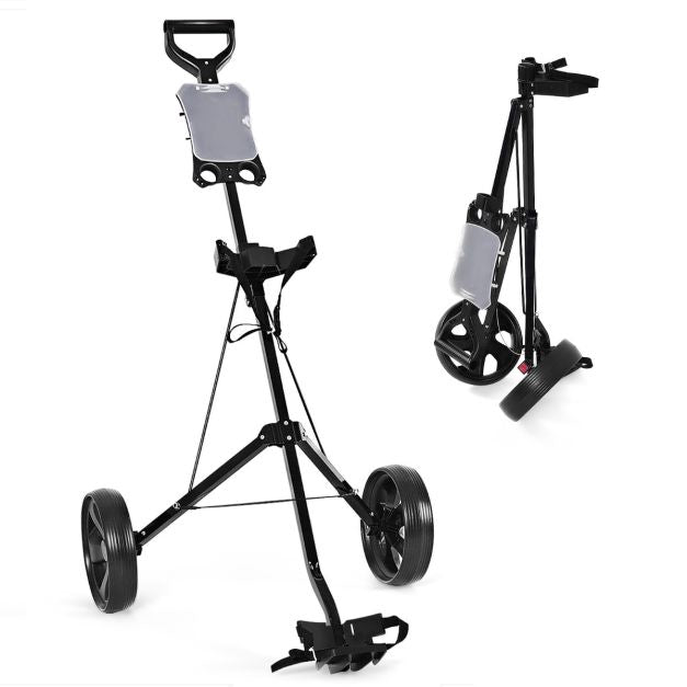 Cărucior de golf, cadru din oțel pliabil cu 2 roți, tabelă de scor