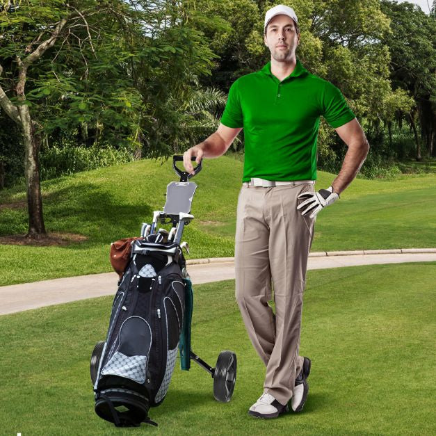 Cărucior de golf, cadru din oțel pliabil cu 2 roți, tabelă de scor