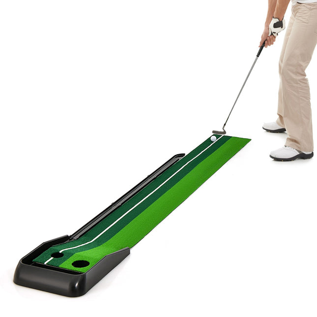 Saltea de golf pentru putting 250 cm, returnare automată a mingii, 2 găuri