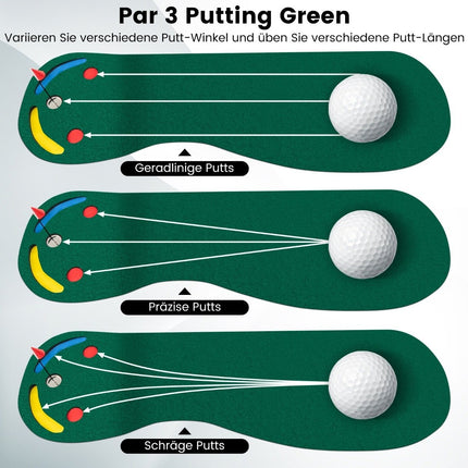 Covoraș de golf 300x96 cm cu 3 cupe și steag