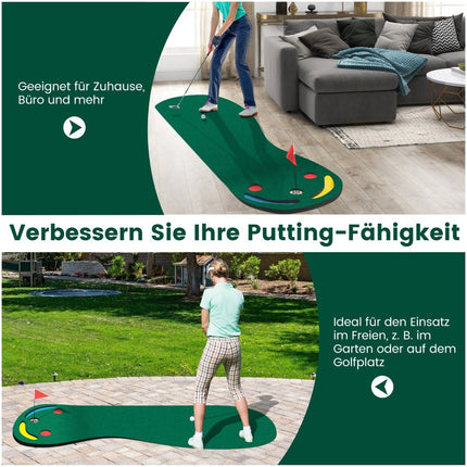 Covoraș de golf 300x96 cm cu 3 cupe și steag