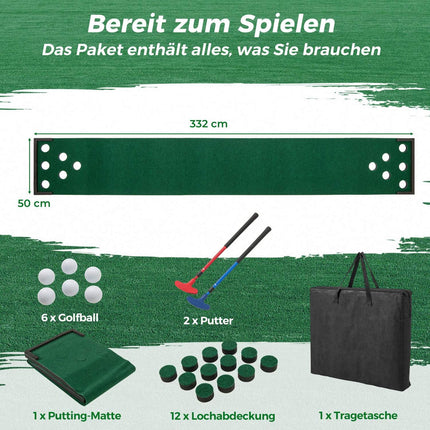 Set de covorașe de golf - Puttere reglabile, 6 bile, 12 capace