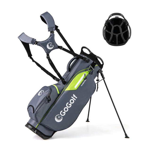 Sac de golf tip stand, separator cu 8 direcții, 5 buzunare, gri