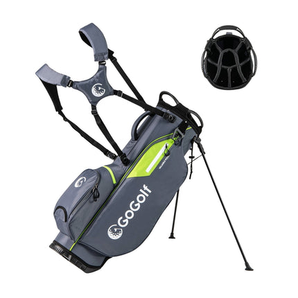 Sac de golf tip stand, separator cu 8 direcții, 5 buzunare, gri