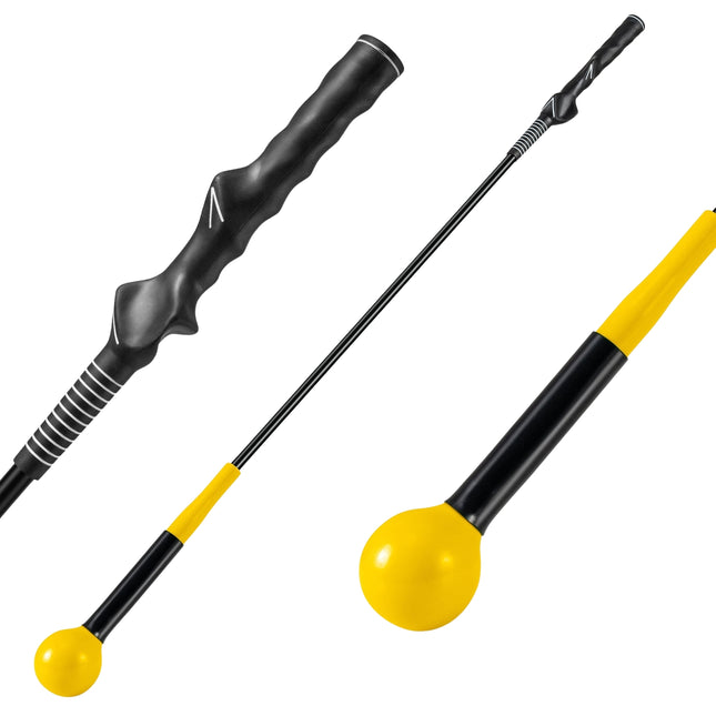 Ajutor pentru antrenamentul swingului de golf, 100 cm, cap greu, galben