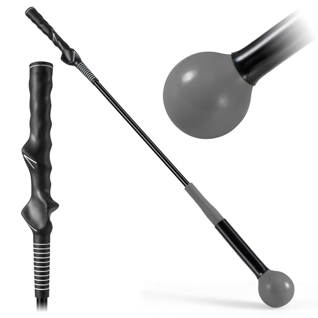 Ajutor pentru antrenamentul swingului de golf, 80 cm, cap ponderat, gri