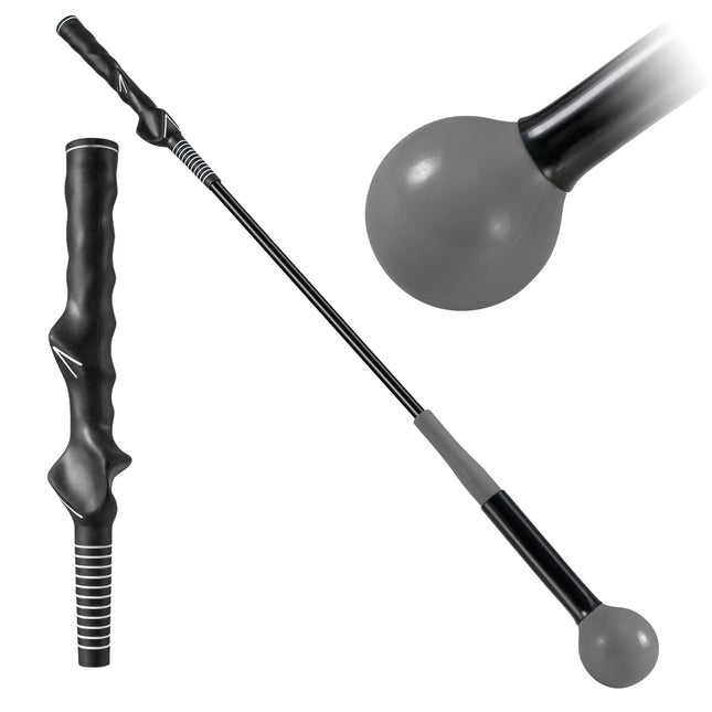 Ajutor pentru antrenamentul swingului de golf, 80 cm, cap ponderat, gri