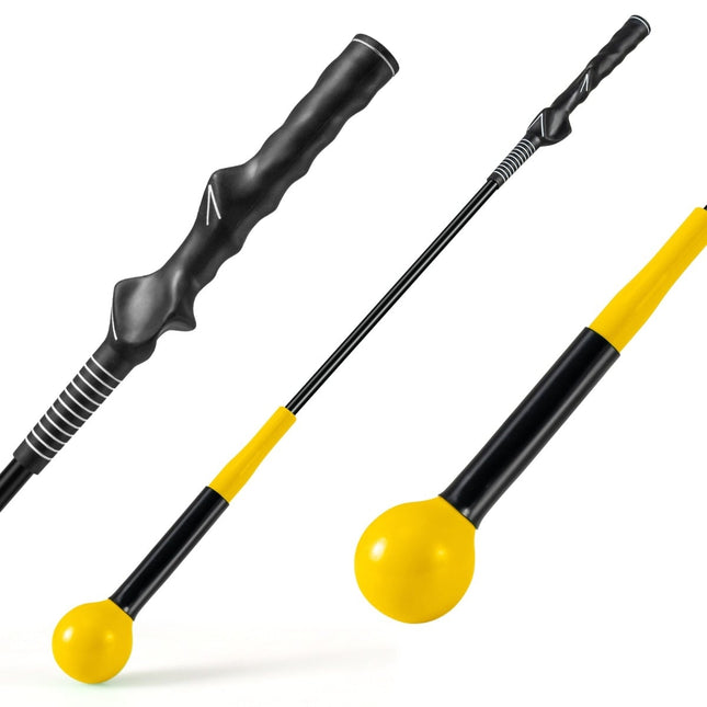 Ajutor pentru antrenamentul swingului de golf, 80 cm, cap ponderat, galben