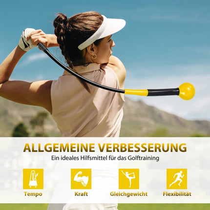 Ajutor pentru antrenamentul swingului de golf, 80 cm, cap ponderat, galben