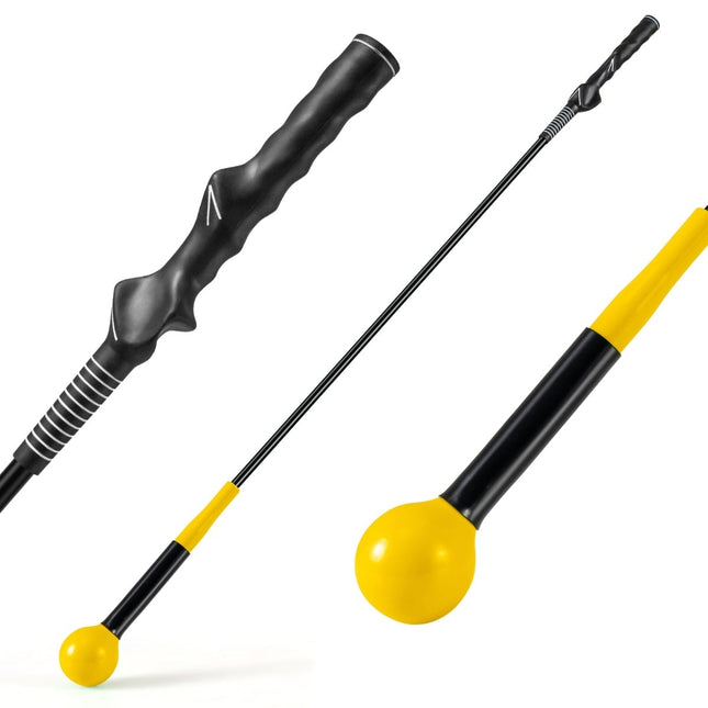 Antrenor de swing de golf cu cap ponderat, 120 cm, galben