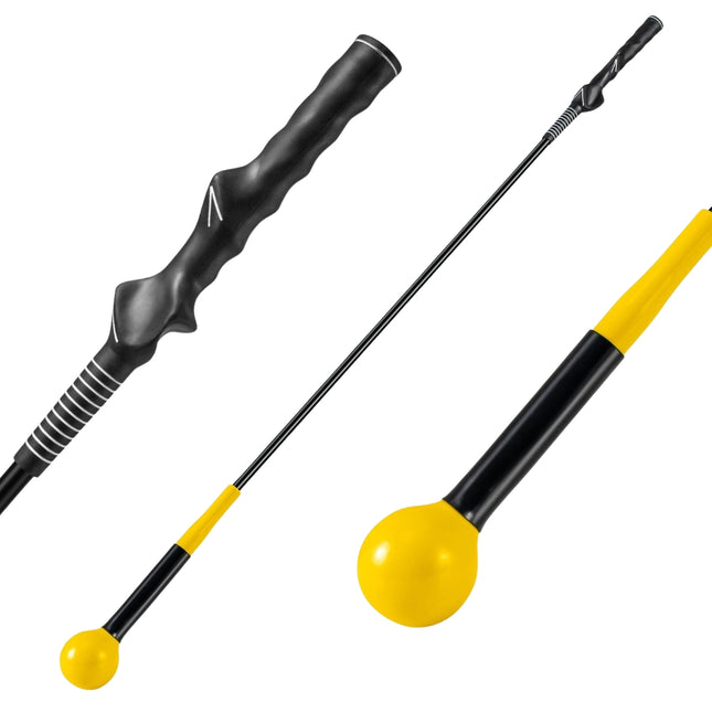 Antrenor de swing de golf cu cap ponderat, 120 cm, galben