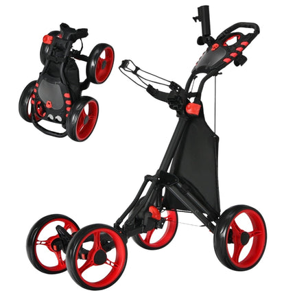 Cărucior de golf Cărucior de golf cu 4 roți Cărucior de golf cărucior de golf pliabil Cărucior de golf cu împingere din aluminiu roșu