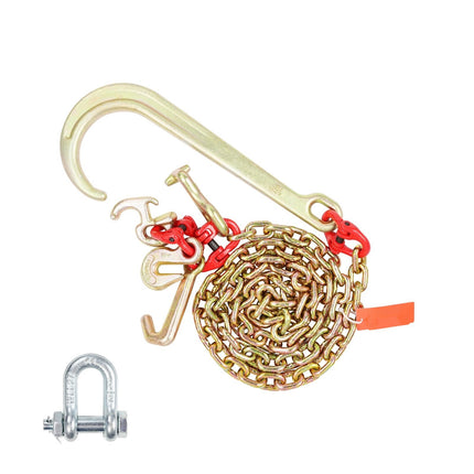 Grade 80 J Hook Tow Chain, 5/16 In x 6 Ft, 5400 lb