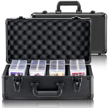 Graded Card Storage Case, 4 Slots, Key Lock, Foam Dividers