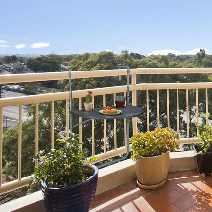 Masă suspendată gri pentru balcon, pliabilă