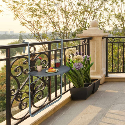 Masă suspendată gri pentru balcon, pliabilă