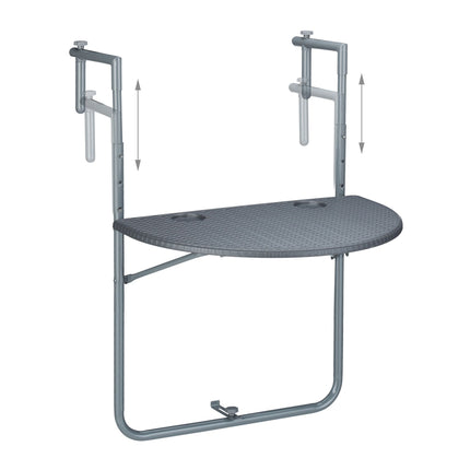 Masă suspendată gri pentru balcon, pliabilă