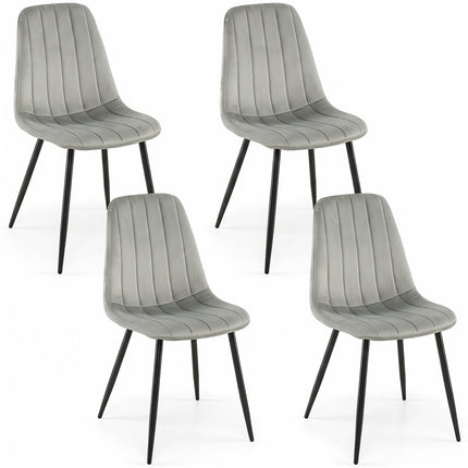 Set de 4 scaune de sufragerie tapițate gri cu picioare metalice