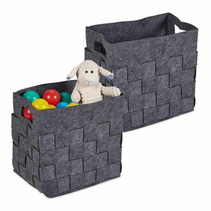 Coș de depozitare gri din pâslă Set de 2