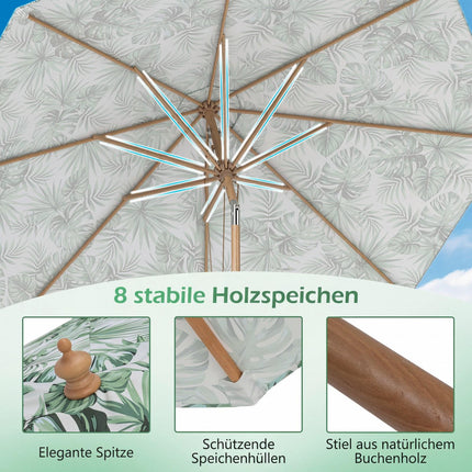 Umbrelă de terasă verde, 270 cm, cu înclinare și ventilație