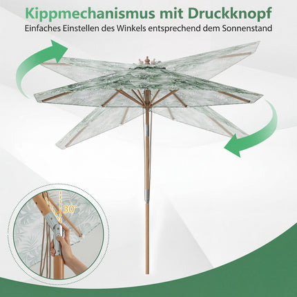Umbrelă de terasă verde, 270 cm, cu înclinare și ventilație