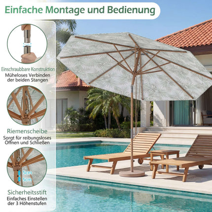 Umbrelă de terasă verde, 270 cm, cu înclinare și ventilație