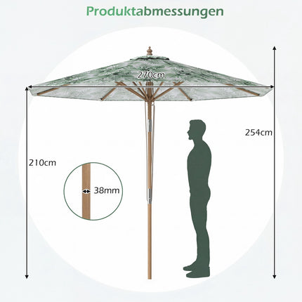 Umbrelă de terasă verde, 270 cm, cu înclinare și ventilație