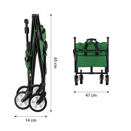 Vagon pliabil verde, compact și portabil
