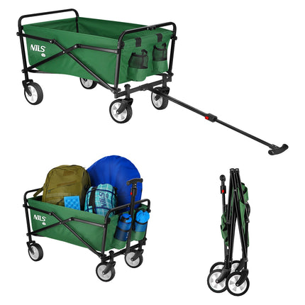 Vagon pliabil verde, compact și portabil