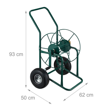Cărucior pentru furtunuri din oțel verde