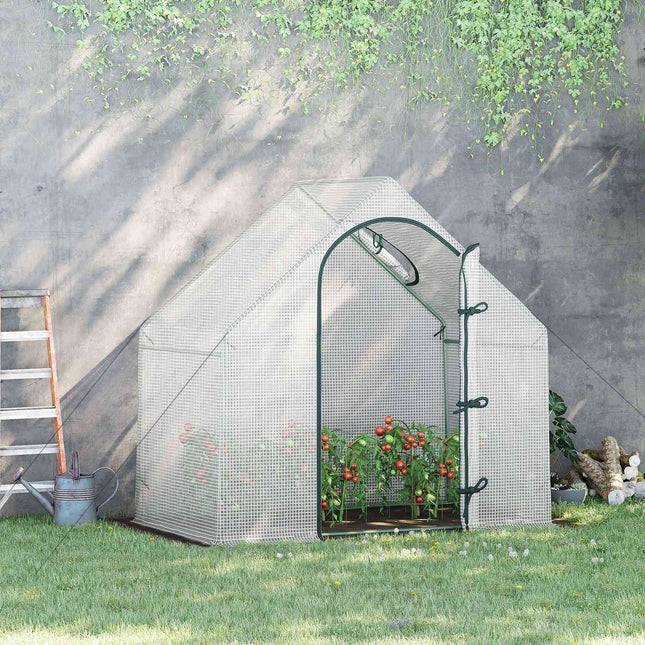 Sera, sera film 180 x 100 x 168 cm cu usa rulanta, sera, casa de rosii cu fereastra de sus, folie PE grilaj, casa de plante rezistente la iarna pentru gradina, balcon, alb
