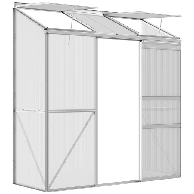 Polycarbonate greenhouse with sliding door for garden use