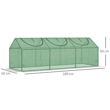 Greenhouse with window, green PE Cold frame, 180x60x60Cm
