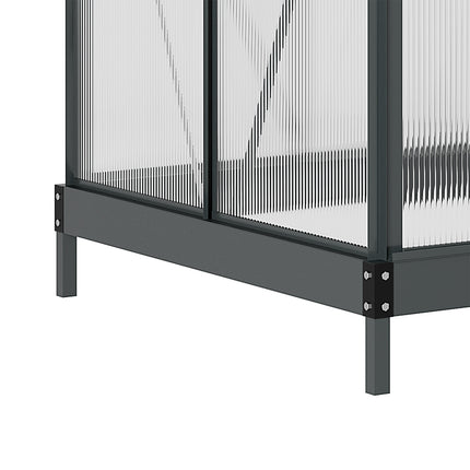 Seră seră din aluminiu 190 x 132 x 201 cm cu luminator și ușă, cabină de plante cu fundație, rezistentă la intemperii, gri-transparent