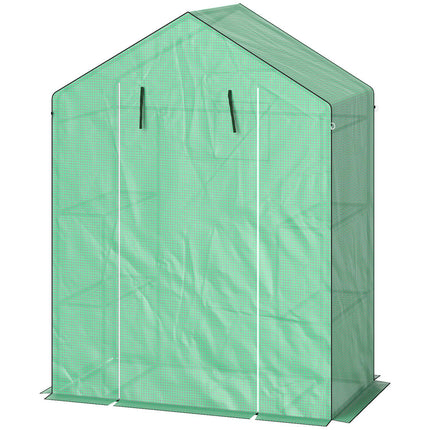 Greenhouse with shelves and roller door for tomatoes