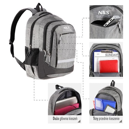Rucsac de zi gri, rucsac compact și ușor
