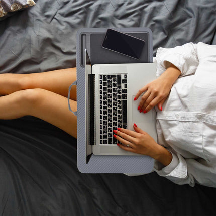 Tavă gri pentru laptop cu mouse pad