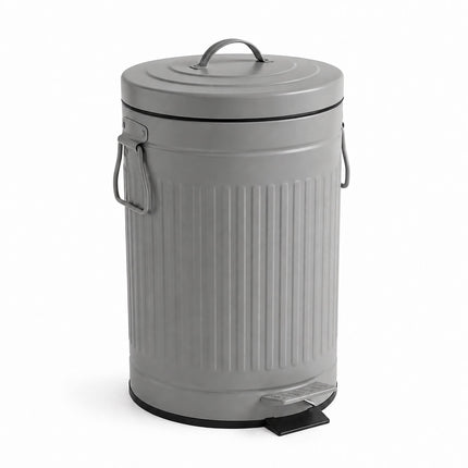 Coș de gunoi retro gri cu pedală, capacitate 12 l, capac cu închidere silențioasă