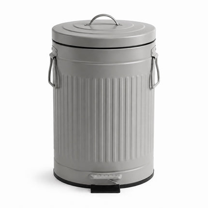 Coș de gunoi retro gri cu pedală, capacitate 12 l, capac cu închidere silențioasă